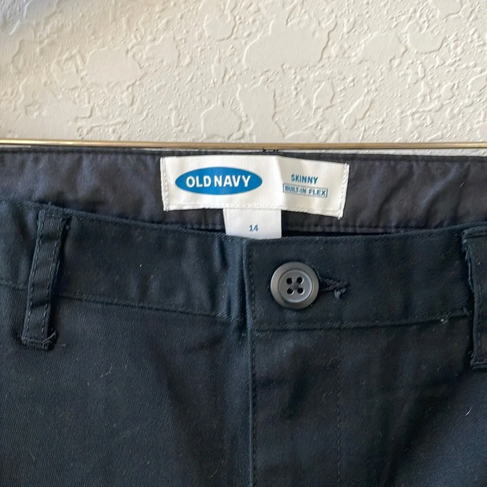 Old Navy Boys Classic Black Cotton Blend Slim Fit Trousers Size 14